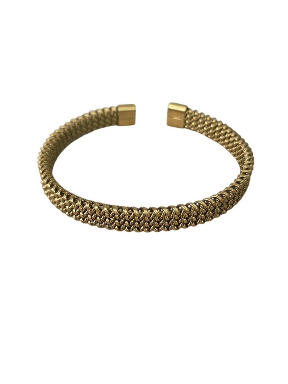 Gold Tone Stainless Steel Woven Mesh Cuff Bracelet